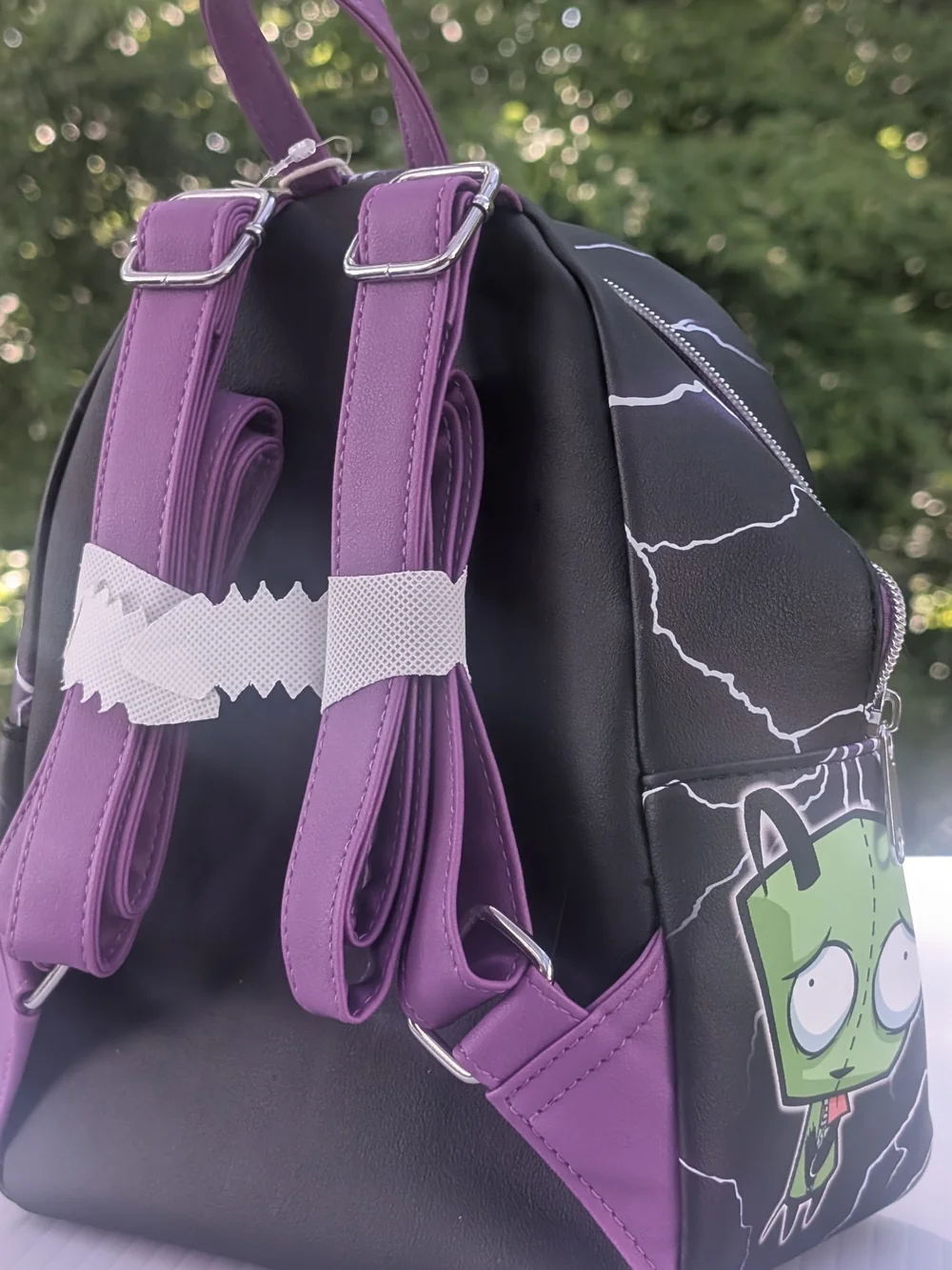 Loungefly Invader Zim Green Character Lightning Mini Backpack - Black & Purple